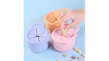 Bpa Free Flexible Collapsible Baby Silicone Snack Cup Anti-Drip Silicone Baby Snack Bowl Tray1