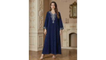 Elegant Dubai Abaya Women's Dress V-Neck Embroidery Jalabiya Party Dress Middle East Arabic Long Sleeve Islamic Clothing Gowns1