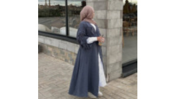 Latest Muslim Open Dress Turkey Abaya Design in Dubai Dress Modest Elegant Women Crepe Drawstring Sleeves Abaya Dress Coat1