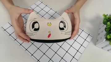 Custom cat shape cute style canvas pencil case
