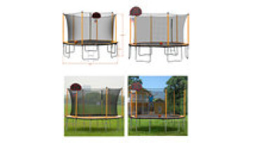 Upgraded 8FT 10FT 12FT 15FT Trampolines with Enclosure Net and Ladder, ASTM Approved Outdoor High-Capacity Family Yard1