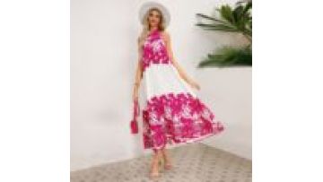 Custom Casual Midi Dress Short Sleeve Puff Sleeve Long Flowy a Line Dresses Women's Summer Natural Trade Assurance Simple Adults1