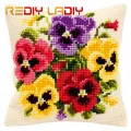 Cross Stitch Cushion Cover Pebbles & Petals 100% Acrylic Yarn Pillow Case Chunky Cross-Stitch Kits Home Decorative Throw Pillows