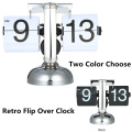 Retro Flip Over Clock Stainless Steel Flip Internal Gear Operated Quartz Clock Small Scale Table Clock Table Desk Decor