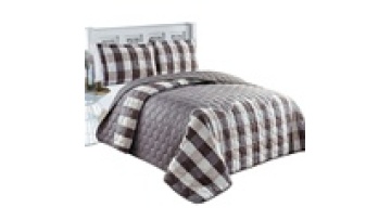 Hot Sale Custom Quilt Hexagon Embroidery Printed Bedspread1