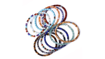 Gemstone 4mm Round Beads and Spacer Beads Stretch Bracelet-SB3010