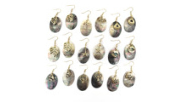 18K Gold Plated Stainless Steel Hook Earrings with Multi Geometric Oval Natural Abalone Shell Drops1