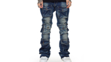 High Quality Custom Vintage Distressed Wash Denim Cargo Skinny Jeans Pants For Men1