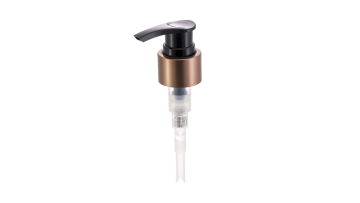 24/410 black lotion pump with brown metal collar