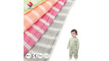 Custom Design Anti Pilling Cotton Rayon Stripe Yarn Dyed Cotton Crepe Muslin Fabric for Baby1