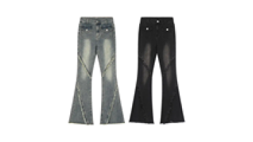 Custom Designer Ladies High Waist Baggy Distressed Jeans Trousers for Women1
