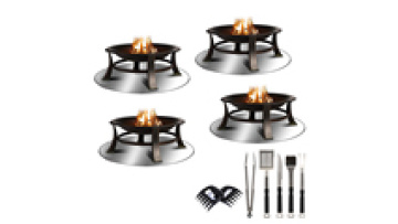 Round Silver Home BBQ Camping Use Fireproof Fire Pit Ember Mat Fire Pit Mat for Deck Grill Mat1