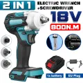 2 In1 18V 800N.m. Li-Ion Brushless Cordless 1/4'' Electric Screwdriver 1/2''Electric Wrench Combine Fit For Makita 300Battery