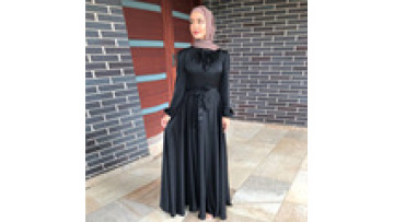 Satin Arabic Modest Evening Dresses Turkish Muslim Abaya for Women Moroccan Islamic Jalabiya Dubai Ramadan Prom Gown with Belt1