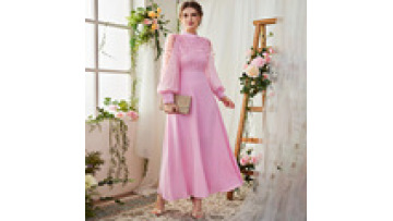 Women Dubai Muslim Dress New Turkey Dresses 2024 Pink Applique Lantern Sleeve Modest Abaya Islamic Clothing Women1