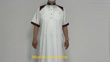 Men Thobes Islamic Clothing Short Sleeve Kurta Turkish Dress Qamis Muslim Man Thobe Jilbaba1