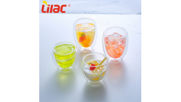 Lilac 250ml/350ml coffee/tea clear glass double wall cups