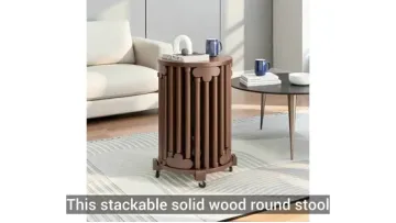 Solid Wood Stackable Round Stools, New Chinese Style Stackable Chairs1