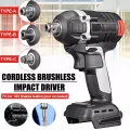 2 in1 18V 800N.m. Li-Ion Brushless Cordless Electric 1/2"Wrench 1/4"Screwdriver Drill Replacement for Makita Battery DTW285Z