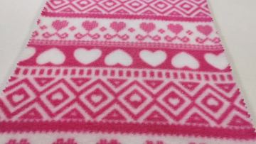 100 Polyester Pink Heart Pattern Both Side Brushed  One Side Anti-pilling Printed Polar Fleece Fabric for Sofa Clothing1