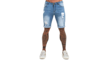 Summer Custom Plus Size Blue Distressed Denim Ripped Jean Shorts with Logo for Men1