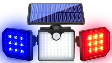 2023 New IP65 Waterproof Outdoor Garden Wireless Solar Energy Red Blue Led Security Wall Warning Light With PIR Motion Sensor1