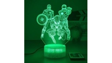 3D LED Night Light Featuring Iron Man, Spiderman, and Captain America from The Avengers Marvel Figures1