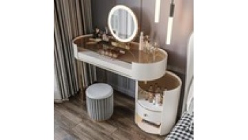 new design White Color Bedroom Furniture  Led Light Optional Storage Dresser  Vanity Makeup Dressing Table With LED1