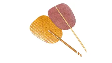 Handmade Palm Fan with Purple Bamboo Handle, Waist Fan1