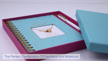 Custom Printing Paper Perfume Luxury Gold Foil Hardcover A5 Womens Spiral Journal Notebooks with Pen And Necklace Gift Set1