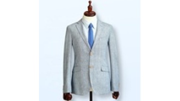 Men's Plus Size Casual Slim Fit Linen Blazer Coat Business Suit Button Fly Sky Blue Fabric Long Sleeve Breathable Fashionable1
