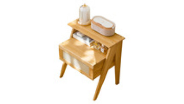 Handmade Rattan Nightstand with Drawers and Wood Accent1