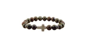Natural Unakite Gemstone Stretch Cross Bracelet: Classic Vintage Fashion Jewelry for Women and Men1