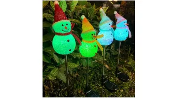 Illuminating Festive Snowman Solar Floor Lamps for Outdoor Decor1