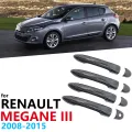 Black Color Carbon Fiber Door Handles Cover Trim Set for Renault Megane III Scala 2008~2015 Car Accessories Protector Styling