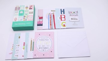 Custom Printing Funny Blank Boxed Assorted Happy Birthday Greeting Cards with Envelopes In Bulk Set Organizer1