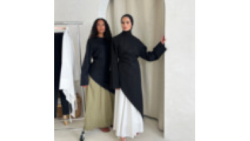 Fashion Middle East Muslim Dress Dubai Women's Daily Modest Outfit Turkey Plain Islamic Color-blocking Abaya with Belt Zipper1