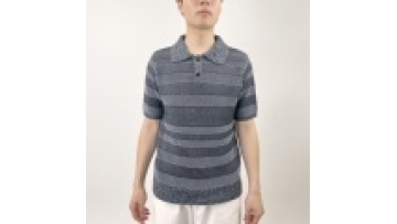 Summer Golf Polo Shirt: Cotton Turndown Collar Knitwear with Jacquard Stripe for Men1