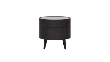 Home Design Smoky Wood With Painting Round Solid Wood Base Storage Box Modern Contemporary Nightstand Bedside Tables for Hote1