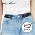 Maikun Belts for Women Buckle Free Unisex Canvas Belt for Dresses Jeans Pants No Buckle Stretch Elastic Waist Belt For Women