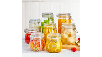 Round Square Clear Mason Jar Sealed Storage Jar With Metal Hinge Clip Lid Glass Food1
