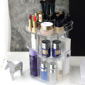 360-degree Rotating Cosmetic Organizer Transparent Storage Box Lipstick Makeup Brush Storage Rack Display Rack Plastic Box