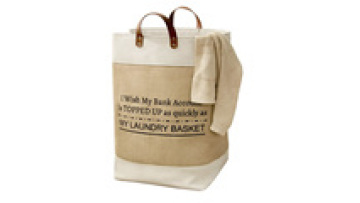 Waterproof Folding Jute Linen Laundry Basket with Leather Handle1