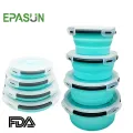 EPASUN Round Silicone Folding Portable Bento Box Collapsible Lunch Box for kid Food Dinnerware Microwave Food Storage Container