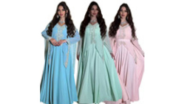 2025 Fashion Chiffon Rhinestone Dress Dubai Arab Muslin Women's Abaya Long Dress Evening Dress Shawl Long Sleeve Robe1