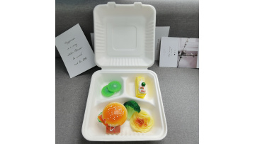 Bio Compostable Bagasse 9inch 3-compartment Clamshell 