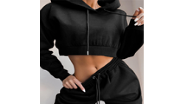 Custom Women Causal Hoodies Crop Top Drawstring Jogger Sweatpants White Black Hoodie Tracksuits For Ladies1