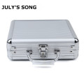 JULY'S SONG 100pcs Capacity Poker Chips Case Portable Non-slip Suitcase Aluminum Texas Playing Card Chips Box