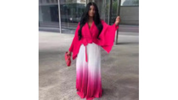 Casual African Abaya Style Plus Size Gradient Color Womens Clothing Women's Dress Skirt Set Elegant Solid Color Coat 2 Piece Set1