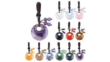 30MM Donut Gemstone Pendant Keychain WovenChain-KC0122 (1)